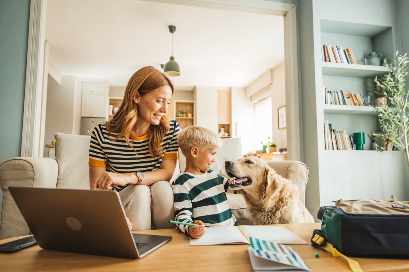 Una tutora con su mascota consultando a Wagg desde la notebook